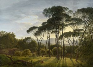 Italiaans landschap met parasoldennen, 1807